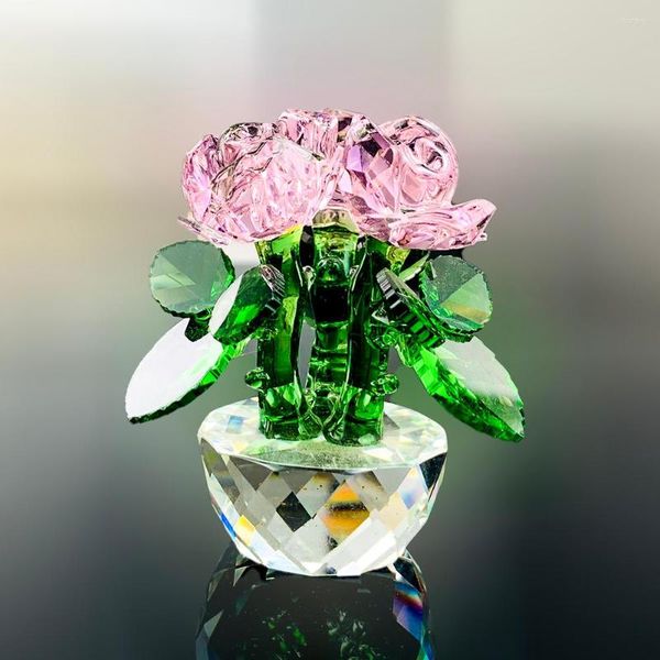 Dekorative Figuren, rosa Rose, Blumenblätter, Kristall, facettiertes Prisma, Glas, Sonnenfänger, Ornamente, Basteln, Miniaturen, Hochzeit, Kern, Heimdekoration, Geschenk