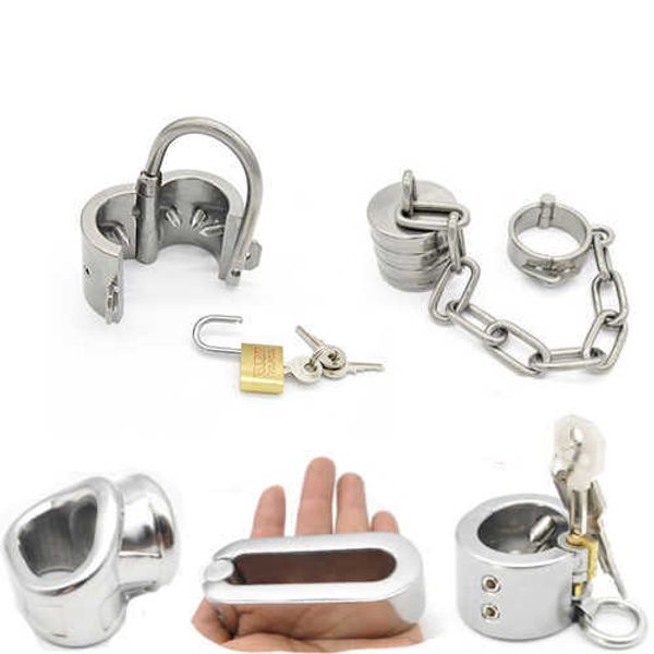 Schönheitsartikel viele Stahl Metall skrotum Bondage Lock Ring Ball Stretcher Extender Keuschheit Gerät BDSM Rückhaltesdienst Erwachsener sexy Spielzeug für Männer