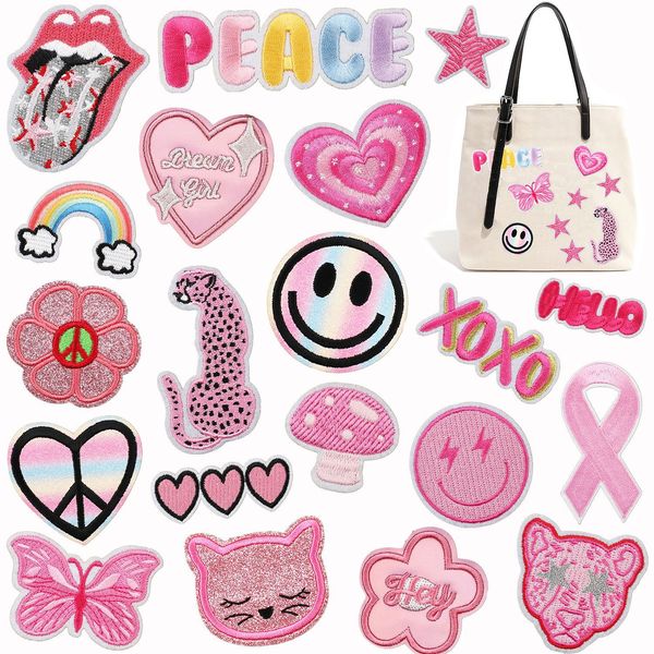 Notions Toppe termoadesive per abbigliamento Riparazione applique ghepardo rosa Decorazioni con toppe ricamate Adesivi animali Primi anni 2000 Estetica Accessori artigianali fai-da-te