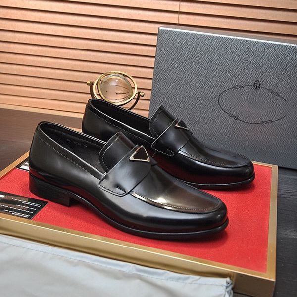 Original schwarze gebürstete Leder-Loafer-Schuhe für Herren, klassische Penny-Oxfords, Gentleman-Mokassins, lässige Fahr-Sneaker, Geschäfts- und Hochzeitsfeier