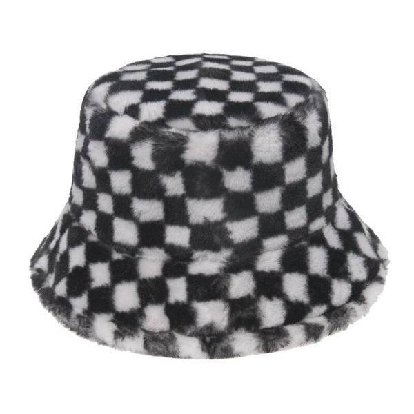 Cappelli a tesa larga Lattice Pelliccia sintetica Velluto Peluche Cappello a secchiello Inverno Caldo Pescatore Uomo Donna Lady Bacino Panama Piatto Tappo tondo unisex