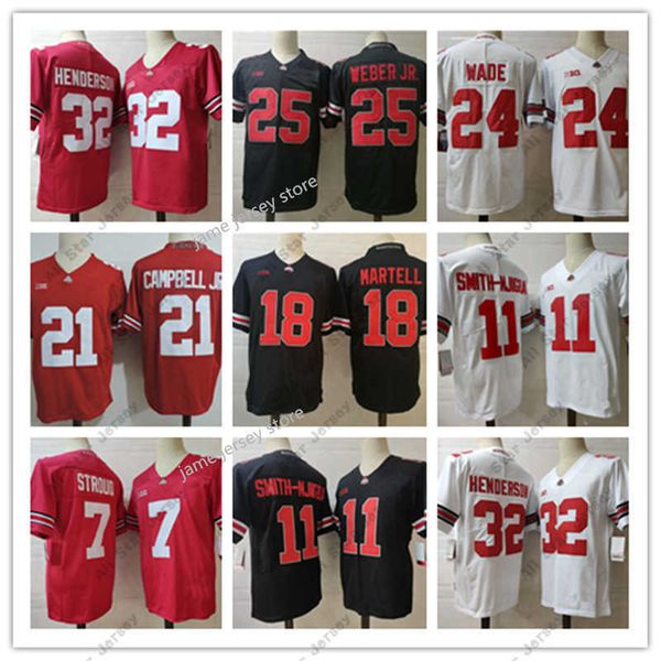 American College Football Wear Herren 2022 Playoff College Ohio State Buckeyes Fußballtrikot 11 Jaxon Smith-Njigba 7 C.J. Stroud 32 TreVeyon Henderson 25 Mike Weber