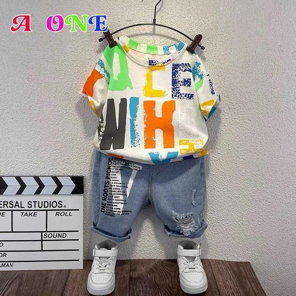 Kleidungssets Sommer Jungen T-Shirt Kinderkleidung Baby T-Shirt Shorts 2 Stück Set Mode Brief Shorts Streetwear Jungenkleidung 2T -12T Jahre T230106