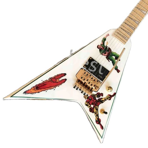 Lvybest Chitarra elettrica Custom Irregular Special Shape Body in strumento musicale bianco