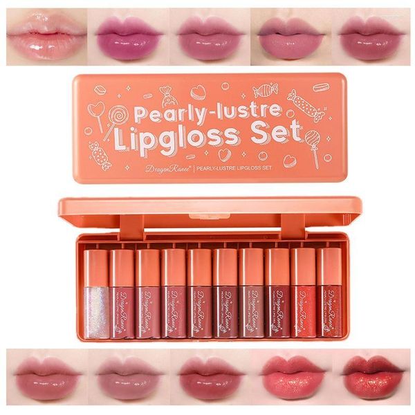 Amostras de brilho labial | LOFT 3.5G GLAZE ORANGEM 10 PCS Small Lipstick Conjunto Crystal Jelly PR