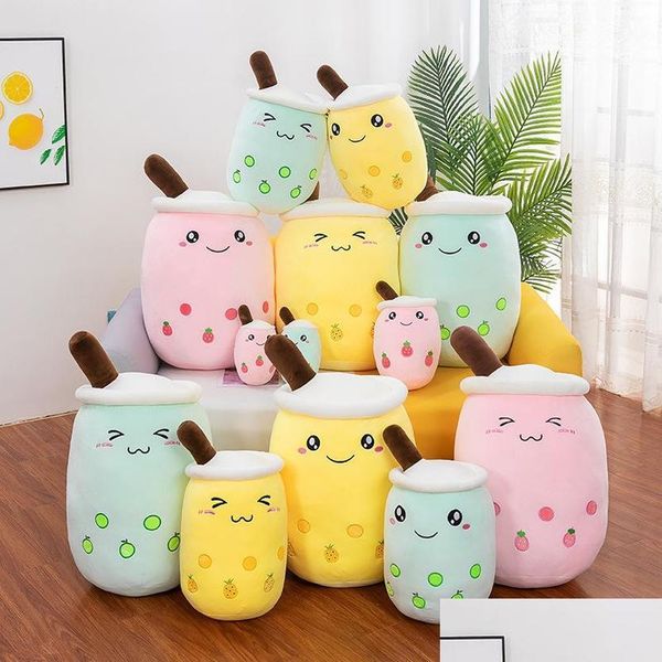 Party Favor 24 cm Bubble Milk Tea Plüschtier Brewed Boba Gefülltes Cartoon Zylindrisches Körperkissen Tassenförmiges, superweiches Scharnierkissen Cr Dhumk