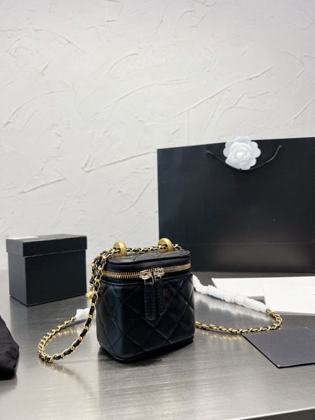 Luxus-Designer-Einzel-Umhängetasche, Little Golden Ball Box Bag, neuer Stil, schwarze Damen-Umhängetasche, Handtasche, modische Geldbörse, quadratische Spiegelkette, Reißverschluss-Geldbörse