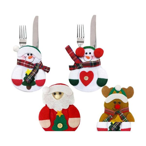 Рождественские украшения Santa Claus Knifes Forks Bag Sierware держатели карманы мешочек снеговик лоська рождественская вечеринка