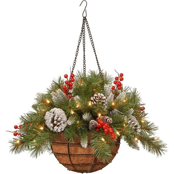 Dekorative Blumenkränze, Weihnachts-Hängekorb-Dekorationen, handgefertigte Blumen-Rattan-Türdekoration, Kranz-Requisiten, LED-Leuchten