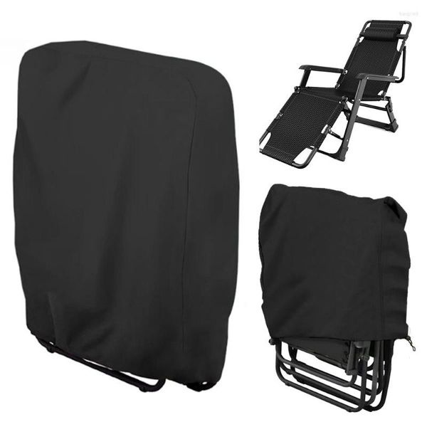 Tampas de cadeiras Cadeiras dobráveis ​​Campa 3 tamanhos de proteção ao ar livre Proteção ao sol UV Almofada à prova d'água para reclinar a caixa de móveis pretos