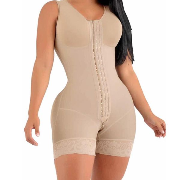 Frauen Shaper Fajas Kolumbianas Ganzkörper Shaper High Compression Shapewear Gürtel mit Broschen Büste für postpartale Schlampenscheide Bauch