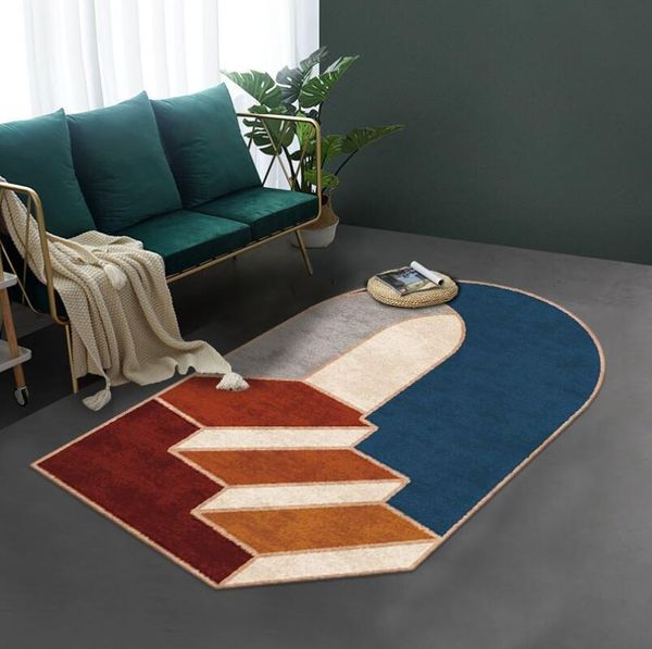 Teppiche Einfache Nordic Alfombra 3D Teppich Unregelmäßige Geometrische Blau Grün Wohnzimmer Schlafzimmer Bereich Teppich Couchtisch Matte Dekorative Pad