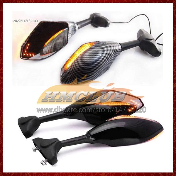 2 X Moto LED Indicatori di direzione Specchietti laterali per SUZUKI GSXR600 GSXR 600 750 CC K11 GSXR750 11 12 13 2014 2015 2016 Indicatori di direzione in carbonio Specchietto retrovisore 6 colori