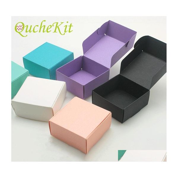 Embrulho de presente 50pcs kraft papel papel￣o caixa de embalagem colorf jewelry Candy Caixas de embalagem