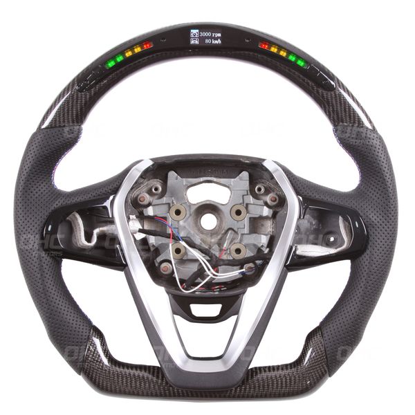Roda de condução de estilo de carro Rodas de direção LED de fibra de carbono real Compatível para G20 G30 G01 G05 3 5 X3 X5 G11 7 Série Auto Peças
