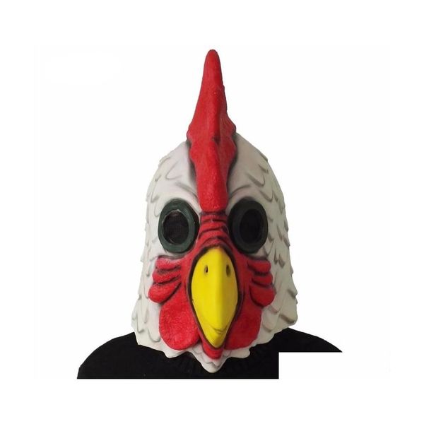 Máscaras de festa White LaTex Rooster adts máscara de galinha de frango louco Halloween Scary Funny Masquerade Cosplay 220704 Drop Delivery Home ga dhfze