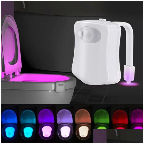 Altre forniture per servizi igienici da bagno Luce notturna intelligente Lampada a led Bagno Movimento attivato Pir Matic Rgb Retroilluminazione per WC Luci per vaschette Dr Dhlt4