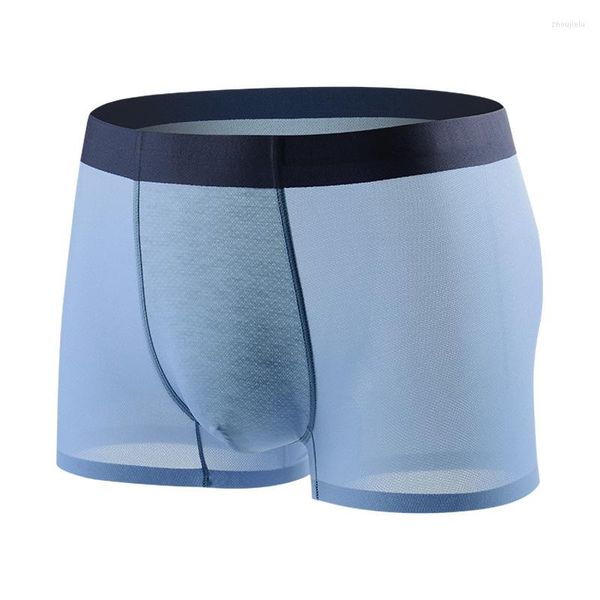 Mutande Boxer da uomo in seta di ghiaccio Ventilazione Traspirante Fresco Pantaloncini sottili Mutandine Biancheria intima sexy Hombre Calcinha Gay Bermuda