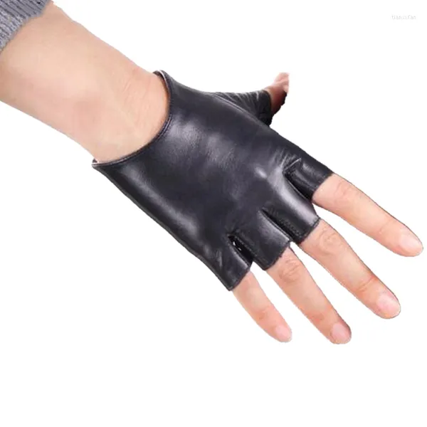 Knieschützer Damen Kurzer Absatz Schaffell Halbfinger Fingerlose Handschuhe Solide Erwachsene Weiß Schwarz Damen Fahrhandschuhe