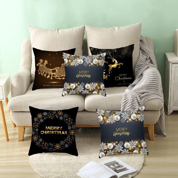 Travesseiro /decoração decorativa 4pc Casa de Natal Capas sobrevivido Family Prophase Throw Elk Print Letter