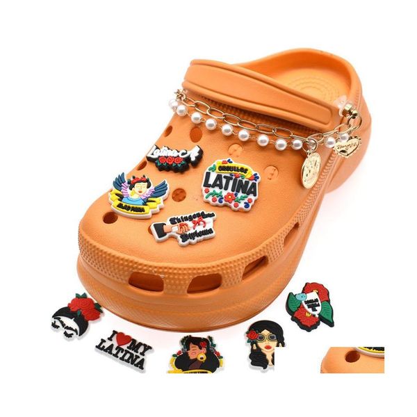 Acess￳rios para pe￧as de cal￧ados Charms Wholesale Infantil Memories Latin Series Feminista Feminino Presente Cartoon Croc PVC Decora￧￣o