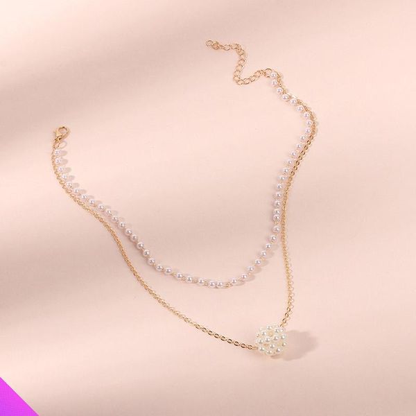 Anhänger Halsketten Großhandel 10 Perle Doppel Halskette Dame Süße Romantische Mode 2023 Produkt
