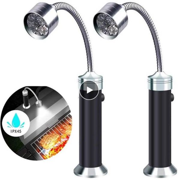 Magnetischer Outdoor BBQ Barbecue Grill LED -Grillleuchten Einstellbare flexible LED 360 Grad Wärmesistente Schwanenhalslampen Laterne