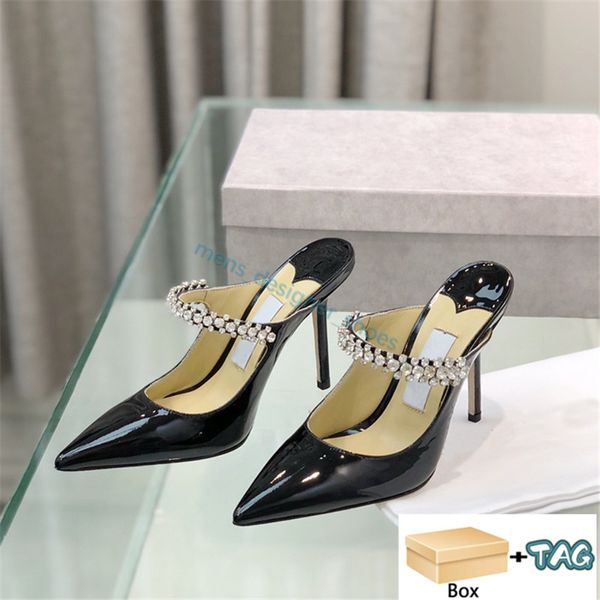 Scarpe da donna nuove 23ss London Mules Crystal Strap Pumps Scarpe da donna di marca di moda in lino nero balletto rosa Scarpe da donna di marca di moda