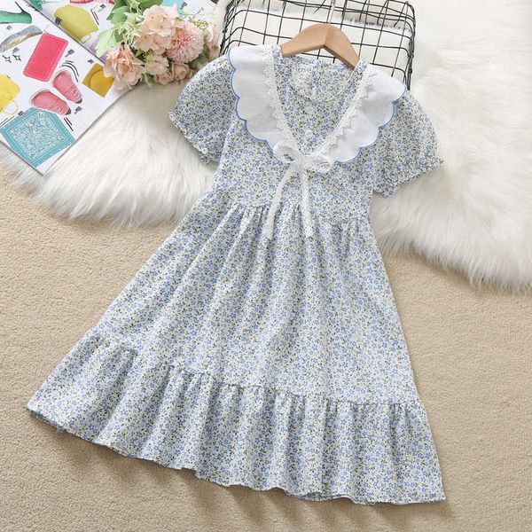 Mädchenkleider Kinder Sommerkleid Baby Mädchen Kleider Blumendruck Spitze Mädchen Kleidung Kinder Kleidung Teenager Schulkostüm 6 8 10 12 Jahre T230106