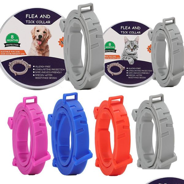 Colarinho de cachorro colaras de pet -pulga e colarinho para cães gatos de até 8 meses de prevenção de insetos de insetos de insetos suprimentos de cachorro repelente de insetos s dhv08