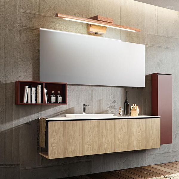 Lampada da parete moderna semplice log led specchio frontale comò bagno creativo versatile in legno massello