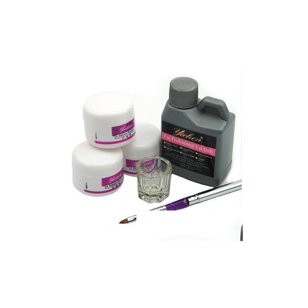 Kit per nail art all'ingrosso Pro polvere acrilica liquida 120 ml pennelli Deppen Dish Acryl Poeder Set Design Acrilico Kit per manicure Drop Deliv Dhg0X