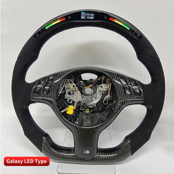 Roda de condução Fibra de carbono real Display Wheels de direção Compatível para M E82 E39 E46 M3 5 Série 1 Série Auto Parte