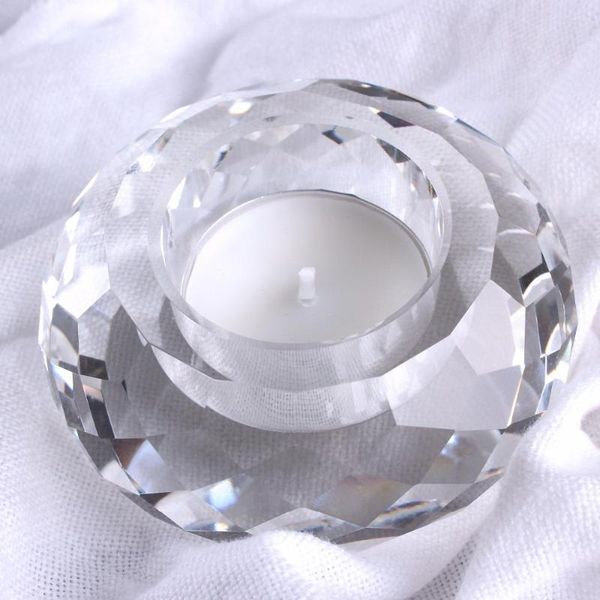 Portacandele 80mm 3.15in Grado superiore K9 Supporto per tealight in vetro di cristallo Trasparente Sfera di cristalli rari per centrotavola di nozze