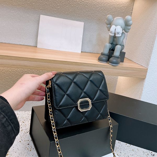 Mode Luxus Designer -Tasche Frauen Strass -Umhängetasche mit quadratischer Schnalle Mund Deckung echtes Leder Mini Brieftaschen Kreuzkörperhandtaschen Geldbörse