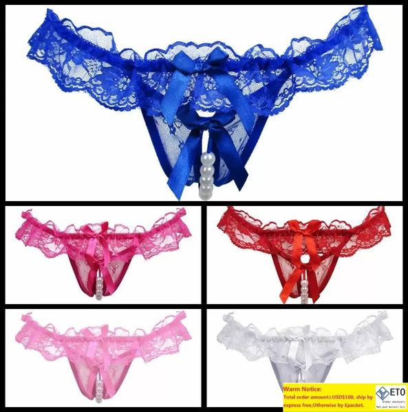 Nuove donne perla Mutandine sexy Tangas Pizzo trasparente Sexy GStrings e perizoma Intimo Tpants Lingerie Panty Opcion Regia DHL nave veloce