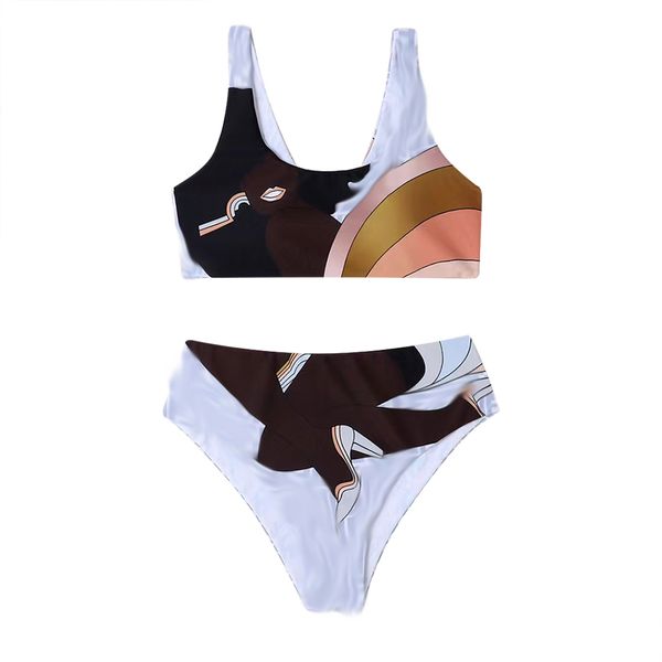2023 Mulheres Biquinis Maiô Carta Impresso Brathable Swimwear Biquíni para Mulheres Verão Praia Duas Peças Moda Cintura Alta Designer Maiôs 15 Estilos Tamanho S-XL