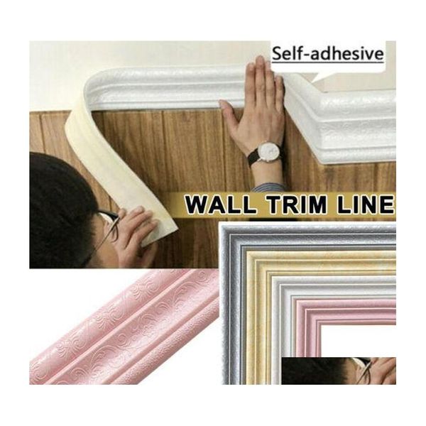 Adesivos de parede adesivos 3d espuma à prova d'água de papel de parede decoração de borda de adesivo removível