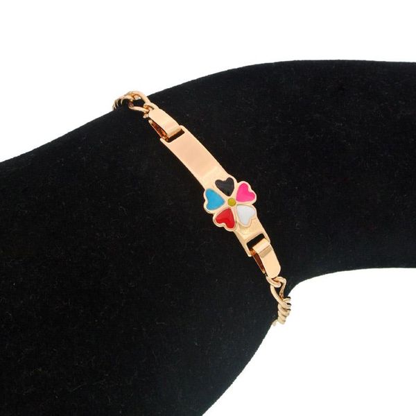 Braccialetti di collegamento Catena Cuore colorato per bambina Bracciale ragazzo Oro Gioielli per bambini Regalo di battesimo Armbanden Pulseira Bebe Pulceras B0929