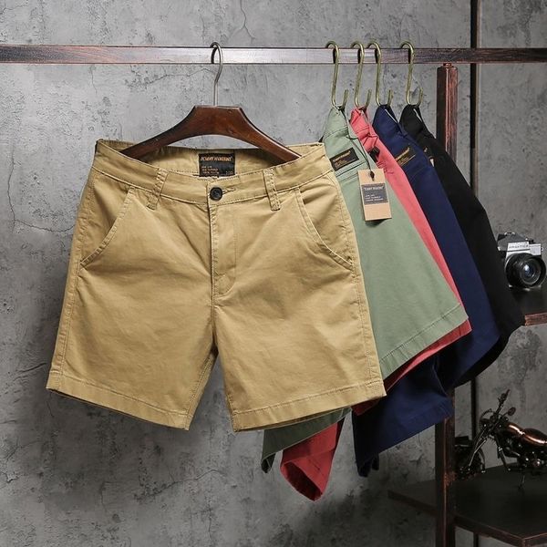 Herren Shorts Sommer Casual Pure Color Daily Work Kleidung Khaki Kurzeratmen cool 230109