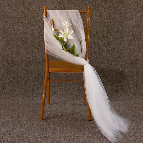 10pcs Country Wedding Decorations Chair 1.6 2 metros de tule tule pura de fios de festa