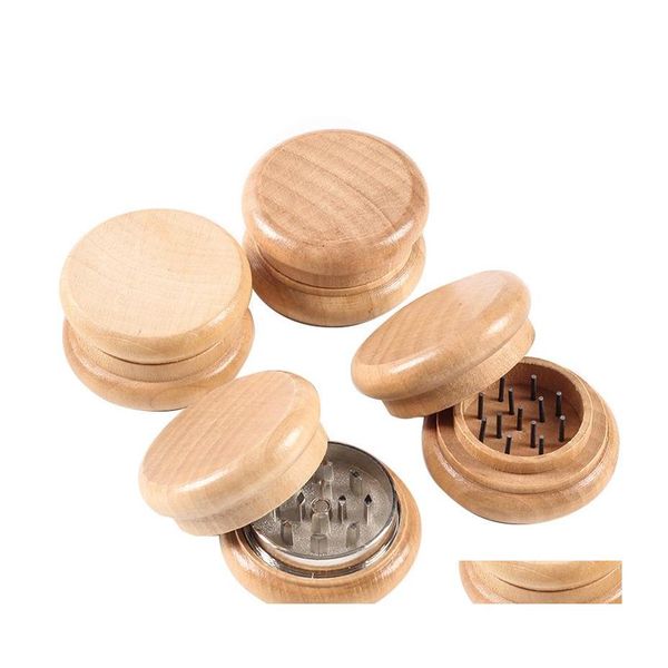 Altri accessori per fumatori 2 pollici 5M Sigaretta in legno naturale Tabacco Spice Herb Grinder Smoke Crusher Mler Fatto a mano Drop Delivery Ho Dhmkq