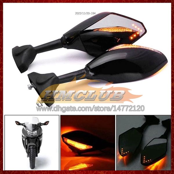 2 x Motocicleta LED LUZES DE LUZES DE LIVRES LIMENTOS PARA KAWASAKI NINJA ZZR400 ZZR 400 2001 2002 2003 2004 2005 2006 2007 Indicadores de sinal de giro de carbono espelho retrovisor 6 cores