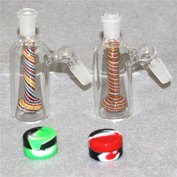 6 estilos Adaptador de vidro de apanhadores de cinzas para plataformas de óleo de cachimbo de óleo Bongos de espessura Pyrex Bubbler Ash Catcher 14mm 45 graus