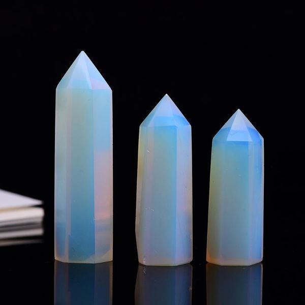 Estatuetas decorativas esporádicas 4-7cm 1pc Opal Crystal Point Cura Cura Hexagonal Prisms Coluna Coleta de tratamento e decoração de casa