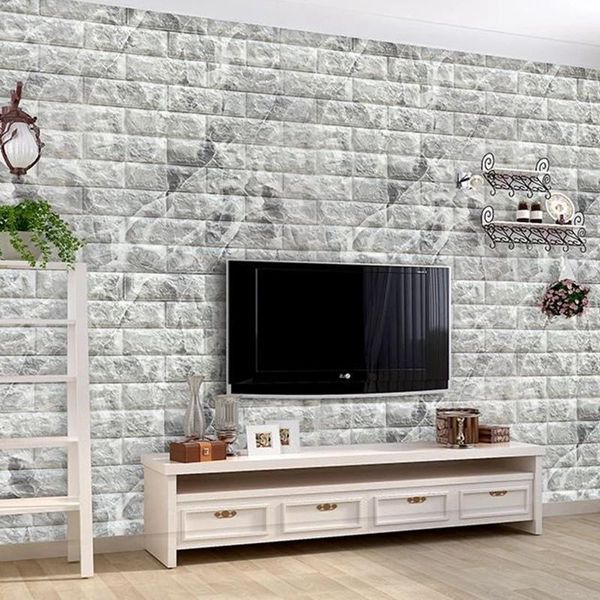 Оконные наклейки дома декор 3D ПВХ деревянный зерновый стена бумага из кирпичной каменной полосы обои с деревенским эффектом наклейка европейская