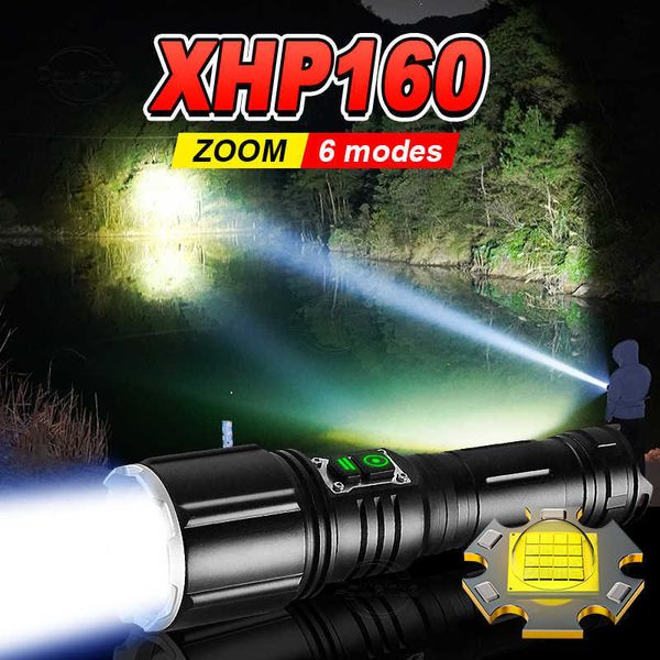 As lanternas tochas lanternas de alta potência LED 250000 lúmens xhp200 lanterna tática tocha de mão poderosa recarga flash light acampamento lantern 0109