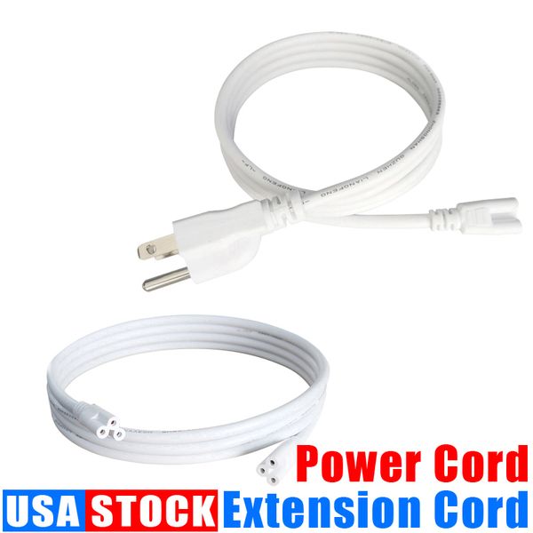 T5 T8 3PIN CONECTOR CABO CANTO DO CANTO DE CABO DE PODER INTEGRADO DE TUBO DE LED COM PLUG Us 1 p￩s 2 p￩s 3,3 p￩s 4 p￩s 5 p￩s 6 p￩s 6,6ft 100pcs Crestech168