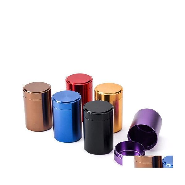 Garrafas de armazenamento Jarros port￡teis Jar Tea Tin Box Titanium Aluminium liga pequena latas seladas de cilindro 45x70mm Caixa de recipiente de caf￩ DHYFH