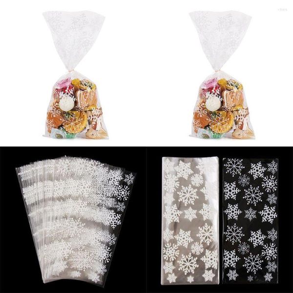 Decorazioni natalizie Bomboniere natalizie trasparenti Fiocco di neve Cottura Imballaggio Cellophane Biscotti Conservazione Sacchetti di caramelle